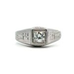 Vintage 10K Gold Hammered Etched Design APP .25-.30ct Diamond Unisex Wedding Ring Size 9.5