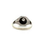 Vintage 18K W Gold Etched Design APP 0.25ct Round Diamond Unisex Wedding Ring Size 7.5 - Image 3