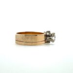 Vintage 14K 2-Tone Gold APP .80ct Round Diamond Flower Design Soldered Wedding Ring Set - Image 3