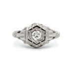 Vintage 18k White Gold Approx .15ct Diamond Engagement Ring Size 5