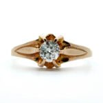 14K Yellow Gold Approx .30 CTTW European Cut Diamond Solitaire Engagement Ring Size 7.5