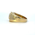 14K Y Gold Sapphire AP .50 CT With Diamond Halo Accent AP .25 CT Mens Ring Size 7.5 - Image 2