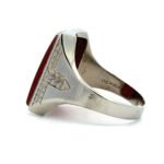 10k White Gold Carnelian Intaglio with Filigree Accent Mens Ring Size 10 - Image 3