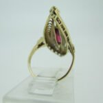 Vintage 10k Yellow Gold Red Stone Fashion Ring with Seed Pearls Size 3 1/4 - Image 3