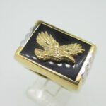 Sterling Silver Gold Plated Two Tone Eagle Mens Ring Size 9 - Image 2