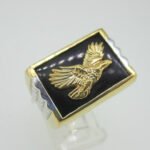 Sterling Silver Gold Plated Two Tone Eagle Mens Ring Size 9 - Image 3