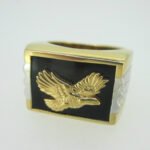 Sterling Silver Gold Plated Two Tone Eagle Mens Ring Size 9