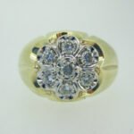 14k Yellow Gold Approx .50ct TW Round Brilliant Cut Diamond Men's Ring Size 12