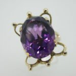 Vintage 14K Yellow Gold Amethyst Large Ring Size 7 - Image 3