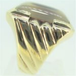 10K Gold Rectangular White and Brown Picture Agate Ring Size 7.25 - Image 3
