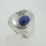 Sterling Silver Blue Star Sapphire CZ Accent Ring Size 9 - Image 3