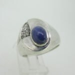 Sterling Silver Blue Star Sapphire CZ Accent Ring Size 9 - Image 2