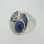 Sterling Silver Blue Star Sapphire CZ Accent Ring Size 9