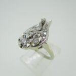 Vintage 14k White Gold Diamond Accented Brush Finish Cocktail Ring Size 7 - Image 3