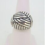 Sterling Silver Modern Unisex Weave Dome Design Ring Sz 7.5