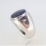 Sterling Silver Ring with Round Cabochon Boulder Opal Size 10.75 - Image 3