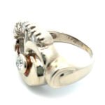 Vintage CA 1960s 14k White Gold Approx .57ct TW Round Brilliant Cut Diamond Ring - Image 2