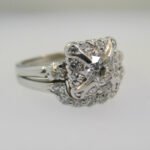 Vintage Orange Blossom OBJ Platinum Approx .38ct Round Brilliant Cut Diamond Ring Size 6 3/4