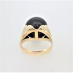 14K Yellow Gold Large Black Coral Sphere Unisex Fashion Ring Size 9.5 - Image 3