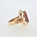 14K Yellow Gold Carnelian Cameo Solider Mens Fashion Ring Size 10 - Image 2