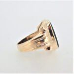 14K Yellow Gold Blood Stone Mens Fashion Pinky Ring Size 6.5 - Image 2