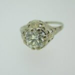 Vintage 14k White Gold 1.40ct European Cut Diamond Solitaire with Filigree Accents Size 7 1/2 - Image 2