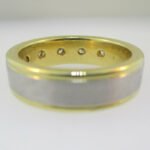Platinum and 18k Yellow Gold Band with Diamond Accents Size 11 - Image 2