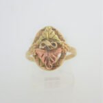 Vintage JCO 10k 12k Yellow Gold & BHG Etched Leaves Grapes Design Ring Size 5.25