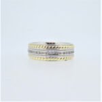 14K Two Tone Gold APP 1.0cttw Diamond Eternity Braided Edge Unisex Wedding Anniversary Band - Image 2