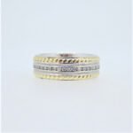 14K Two Tone Gold APP 1.0cttw Diamond Eternity Braided Edge Unisex Wedding Anniversary Band - Image 3