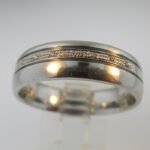 Platinum Approx .04ct TW Diamond Accent Mens Wedding Band Size 11 - Image 2