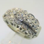 Vintage Art Nouveau 18k White Gold Approx .75ct Filigree Diamond Cluster Ring Si