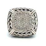 Sterling Silver Gail Scott Pave Diamond Weave Ring Size 6