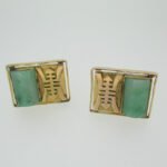 18k Yellow Gold Jade Cuff Links - Image 2