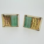 18k Yellow Gold Jade Cuff Links