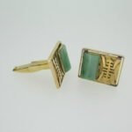 18k Yellow Gold Jade Cuff Links - Image 3