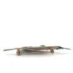 Sterling Silver Guilloche Enamel Jade Stone Dragonfly Brooch - Image 2