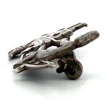 Sterling Silver Art Garnet Stone Cherub Riding Dragonfly and Moon Brooch - Image 3