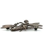 Sterling Silver Art Nouveau Cherub Riding Dragonfly Brooch - Image 2