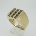 10k Yellow Gold Approx 1.0ct TW Champagne Colored Diamond Men's Ring with Brush Finish Size 10 - Image 3