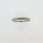 Antique Vintage 18k White Gold J.R. Wood & Sons Stamped Pattern Band Ring Size 6 - Image 2