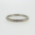 Antique Vintage 18k White Gold J.R. Wood & Sons Stamped Pattern Band Ring Size 6