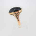 Vintage 18k Yellow Gold Men's or Unisex Oval Domed Black Tiger's Eye Ring Size 8 - Image 3