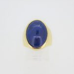 Retro 18k Yellow Gold Lapis with Natural Pyrite Matrix Men's Pinky Ring Size 7 - Image 2