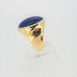 Retro 18k Yellow Gold Lapis with Natural Pyrite Matrix Men's Pinky Ring Size 7 - Image 3