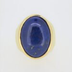 Retro 18k Yellow Gold Lapis with Natural Pyrite Matrix Men's Pinky Ring Size 7