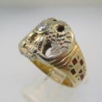 10k Yellow Gold Approx .40ct Round Brilliant Cut Diamond Masonic Ring Size 10 - Image 2