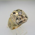 10k Yellow Gold Approx .40ct Round Brilliant Cut Diamond Masonic Ring Size 10 - Image 3
