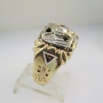 10k Yellow Gold Approx .50ct Round Brilliant Cut Diamond Masonic Ring Size 11 3/ - Image 2