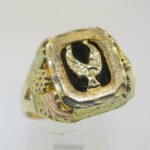 10K Yellow Gold 12K Black Hills Gold Bird Black Onyx Ring Size 9 - Image 2